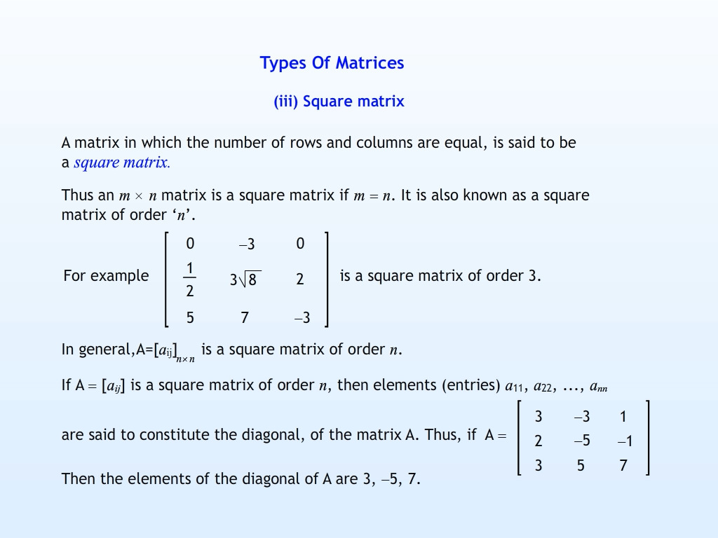 Types of Matrices